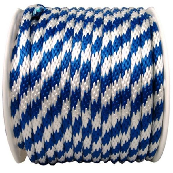 Wellington Cordage Wellington Cordage P7240S0200BWFR 0.63 in. x 200 ft. Blue & White Solid Braid Polypropylene Rope 176165